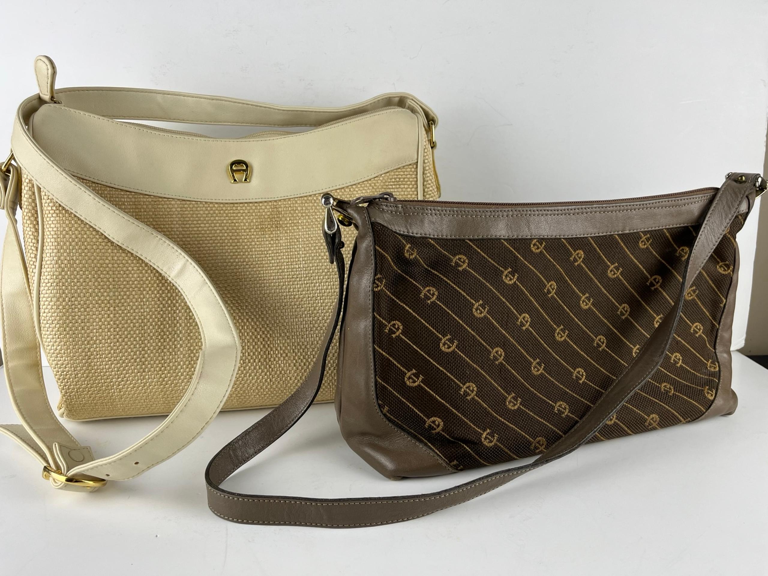Two Vintage Etienne Aigner Signature Shoulder Straw Bag/Purse READ FLAWS
