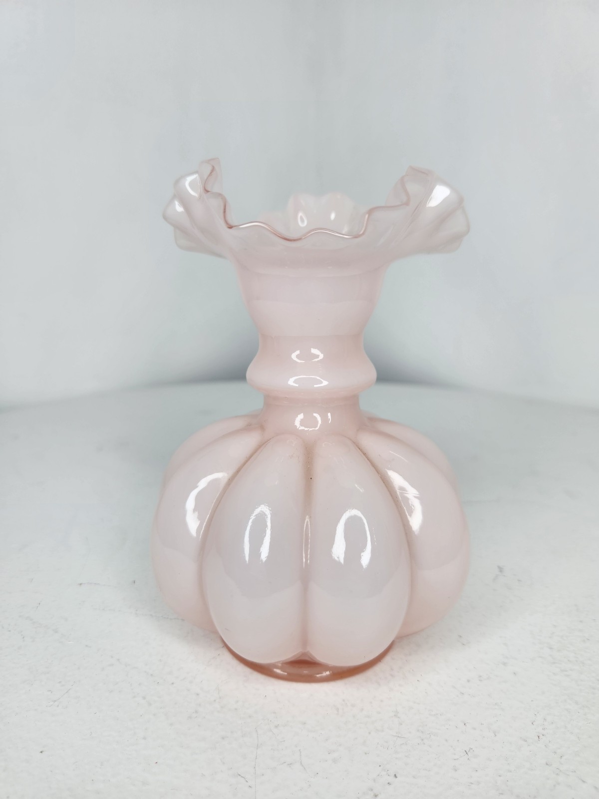 Vintage Fenton Pink Melon Vase