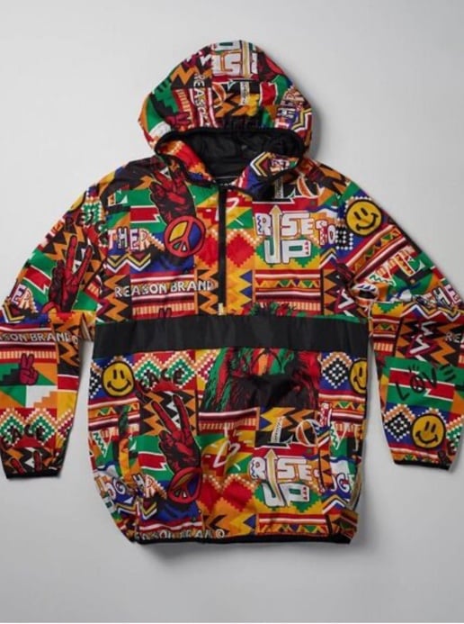Rise Up Peace, Love & Kente Retro Anorak-Size XL