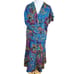 Vintage 70s Colorful Paisley Midi Skirt Set Sz Large Blue Short Sleeve Retro