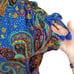 Vintage 70s Colorful Paisley Midi Skirt Set Sz Large Blue Short Sleeve Retro