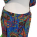 Vintage 70s Colorful Paisley Midi Skirt Set Sz Large Blue Short Sleeve Retro