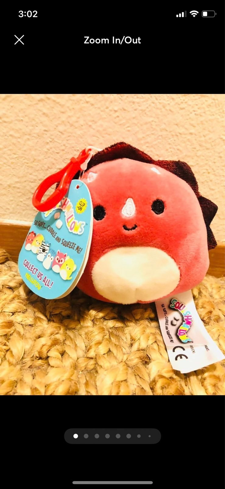 Squishmallow Tristan the dinosaur clip 3.5 RARE HTF