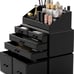 Makeup Organizer 3 Pieces Cosmetic Storage Case with 6 Drawers Black New