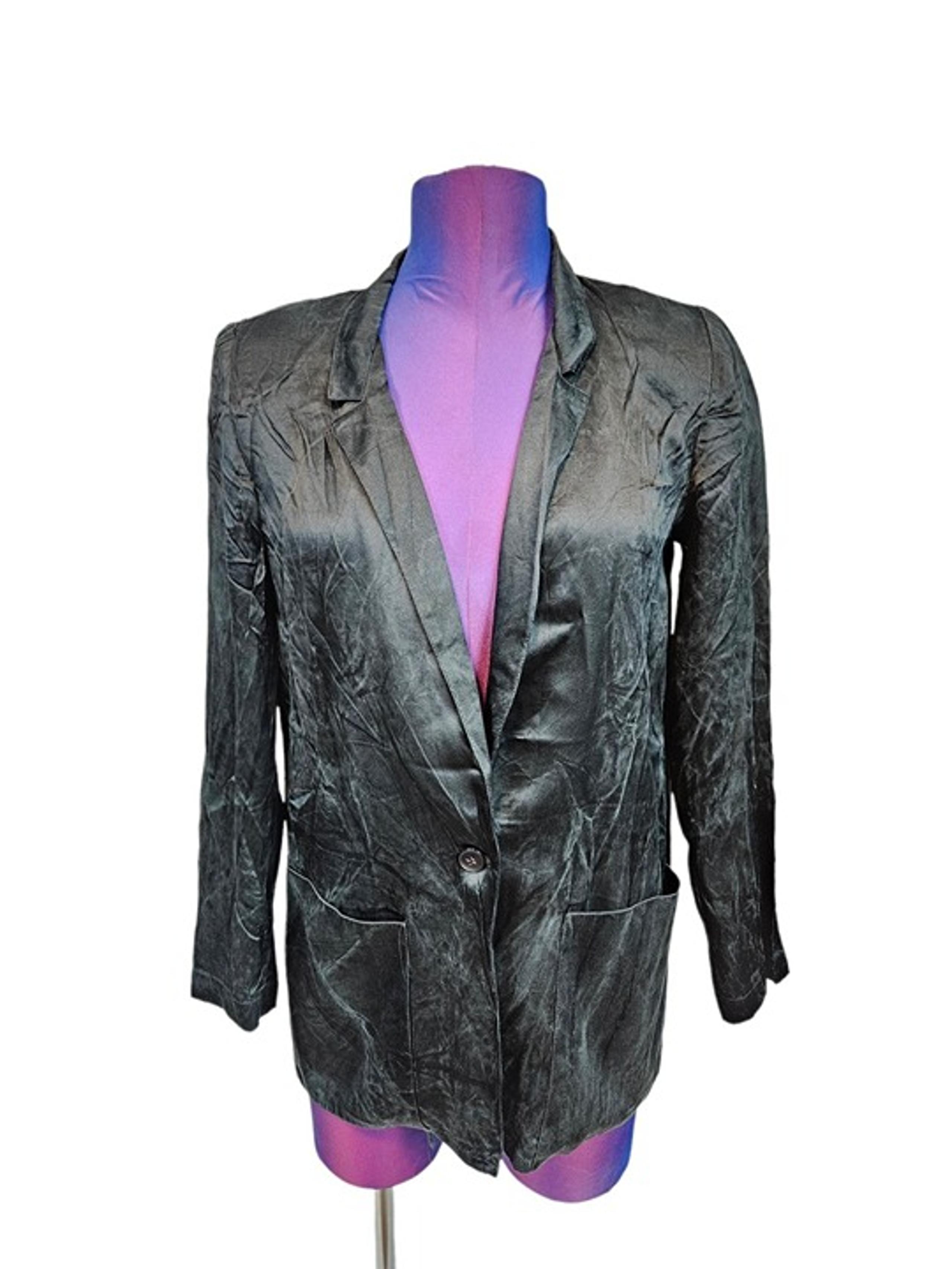 Vintage Levante Black Crushed Silk Edgy Indie Rocker Blazer Size 4 Women's i37