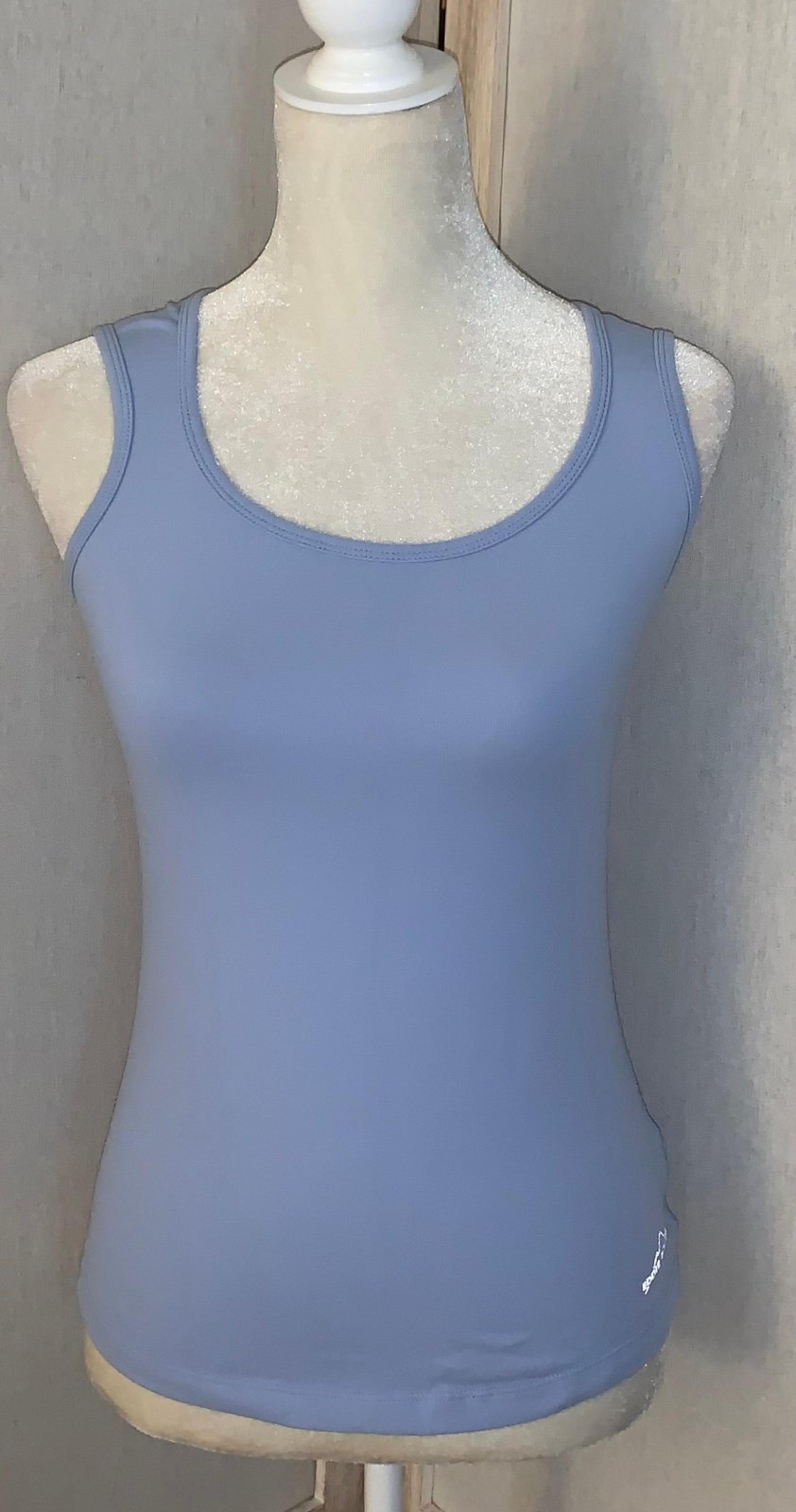 Eddie Bauer Sports Tank Cami Blue Logo Small Active Wear Stretch Wide Straps