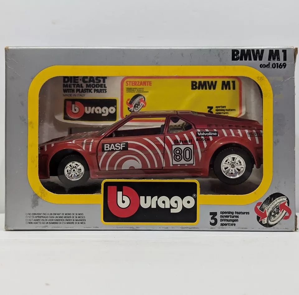 Bburago BMW M1 BASF 1:24 Red Diecast Metal Model Rare Vintage Sports Car 1983