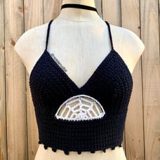 Halloween Spiderweb Peekaboob Crop Top Festival Rave Costume Cosplay