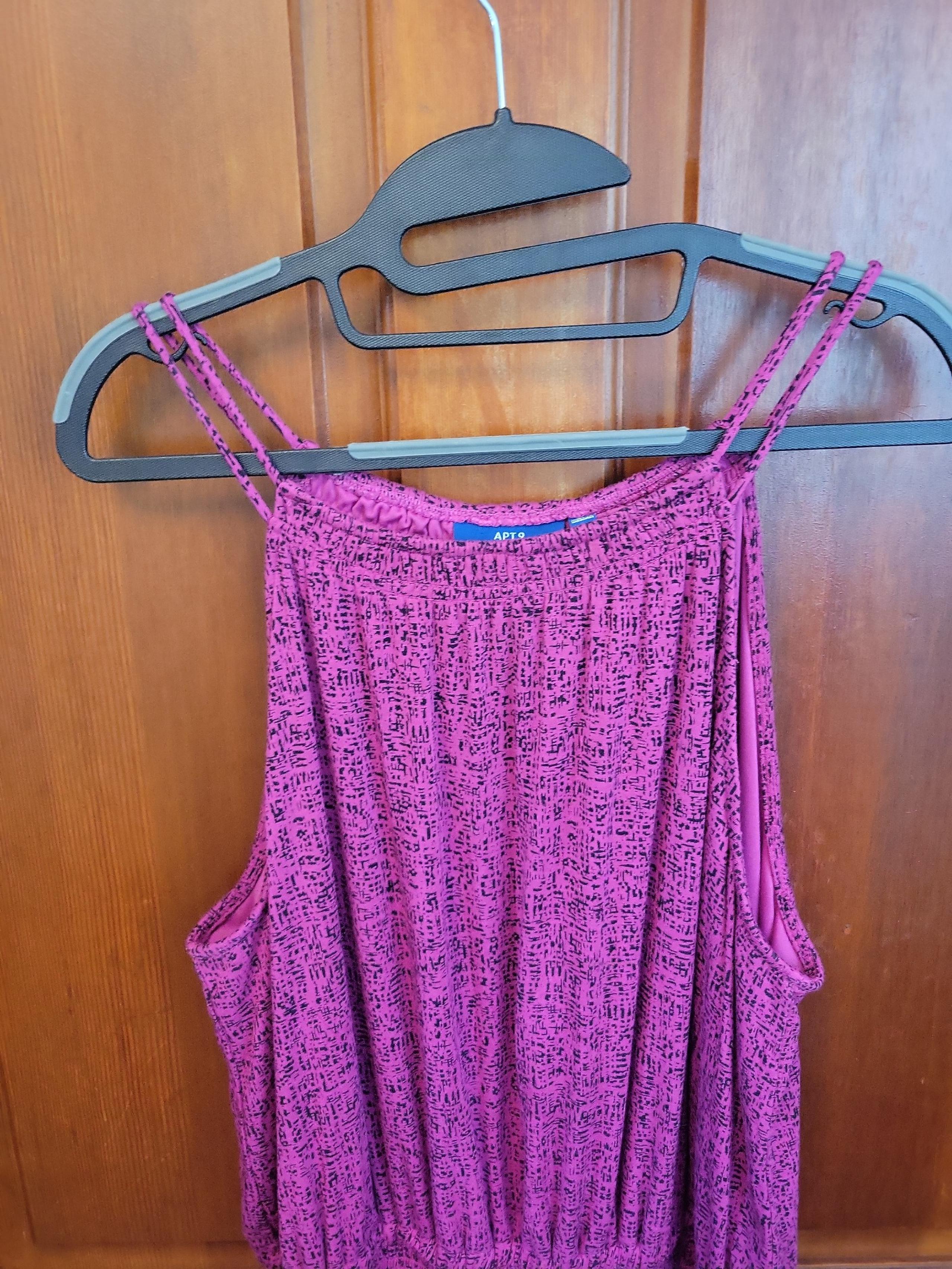 Apt 9 Spaghetti Strap Maxi Dress XL Violet Pink Elastic Waist Cute Sexy Summer