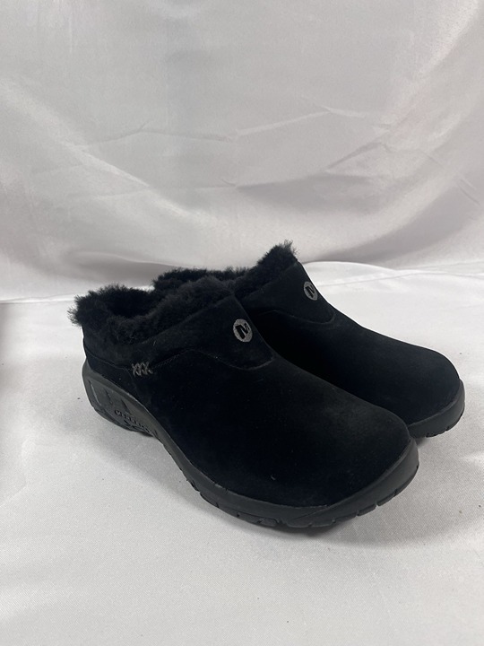 Merrell Women's Encore Ice Shoes Black Fur lined slip on clogs Size 7.5 Women’s