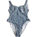 New Kenny Flowers The Hamptons Navy Striped High Cut One Piece Swimsuit Large