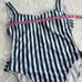 New Kenny Flowers The Hamptons Navy Striped High Cut One Piece Swimsuit Large