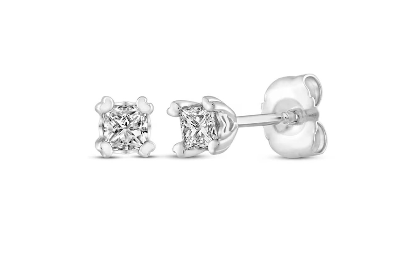 Kay Jewelers Diamond Solitaire Earrings 1/20 ct tw 14K White Gold (I/I3)
