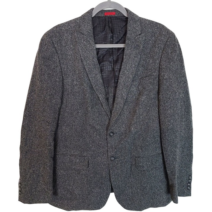 John Varvatos Mens 40R Gray Wool Silk Blend Long Sleeve 2-Button Suit Blazer