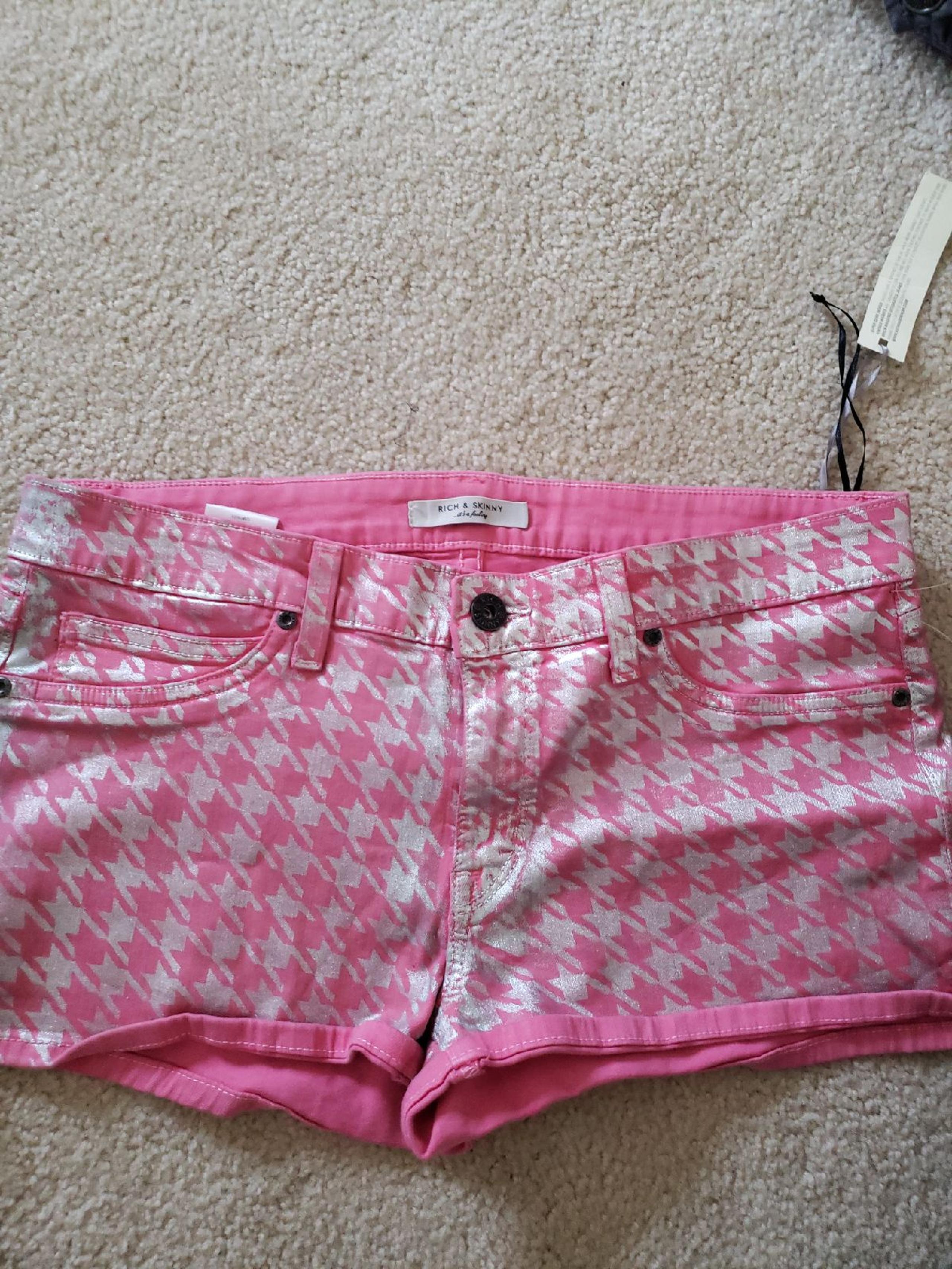 Rich & Skinny Pink Foil Silver Shorts 31