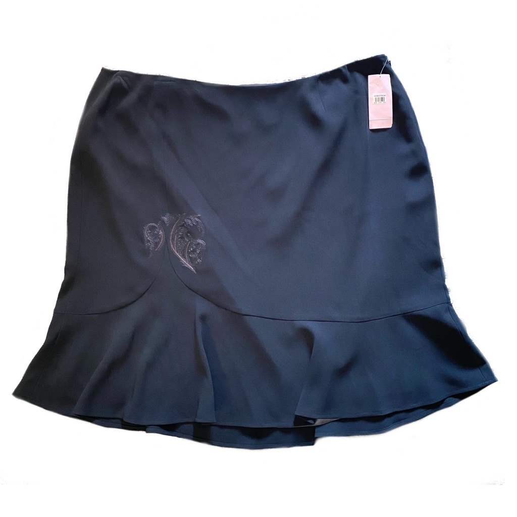 NWT TESORI Flare Fern Embroidery Skirt Black Plus Size 22W Nordstrom MSRP 158