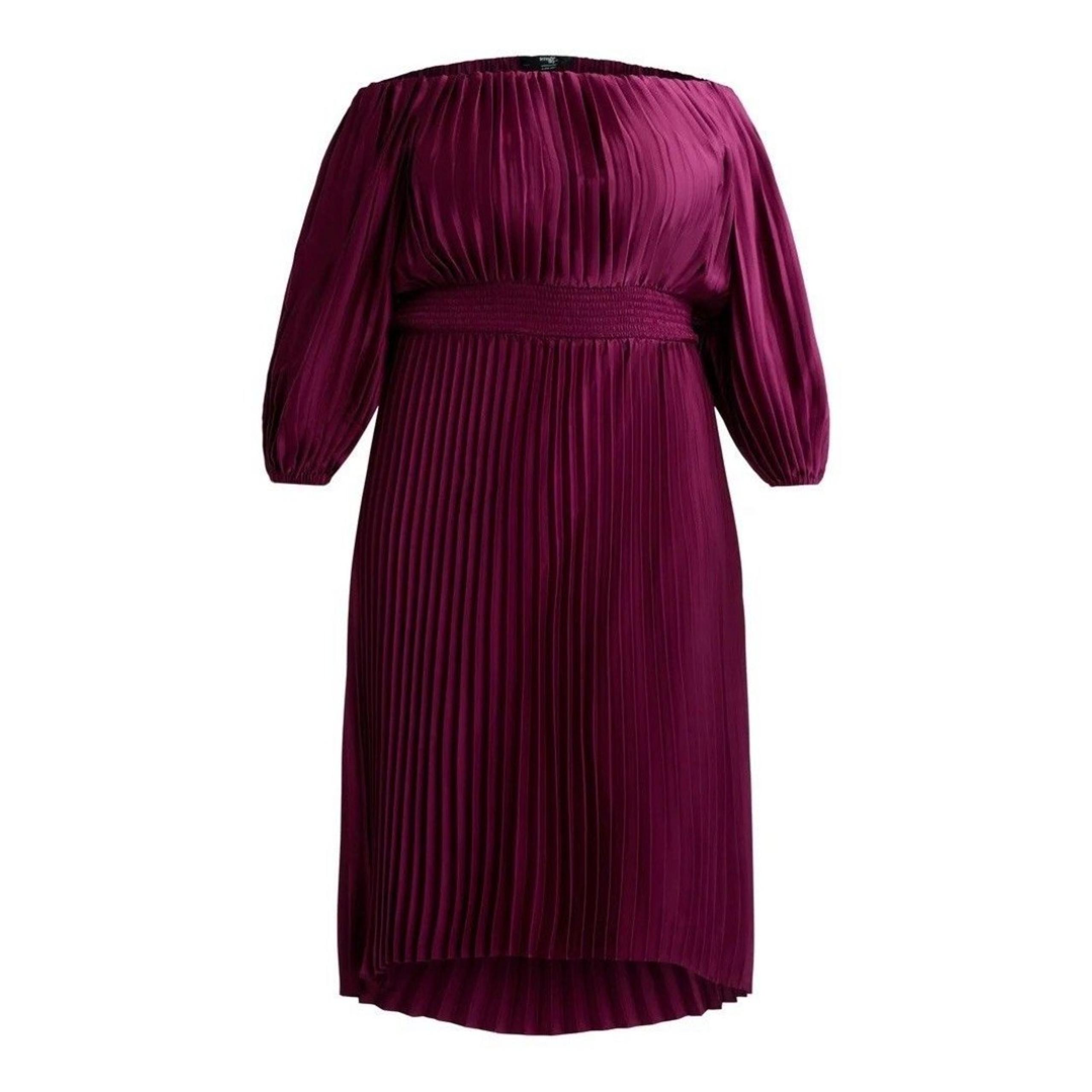 Terra & Sky Black Label Women’s Plus Size Pleated Off The Shoulder Midi Dress 3X