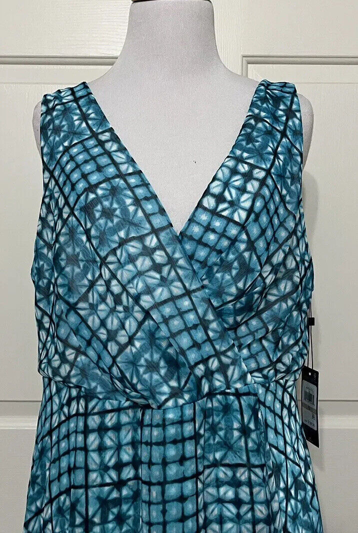 NWT Tommy Hilfiger size 12 blue white sleeveless flare maxi dress 139