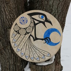 Shaman Drum Crow Pagan Instrument Bodhran Irish Crow Triskel Blue Moon