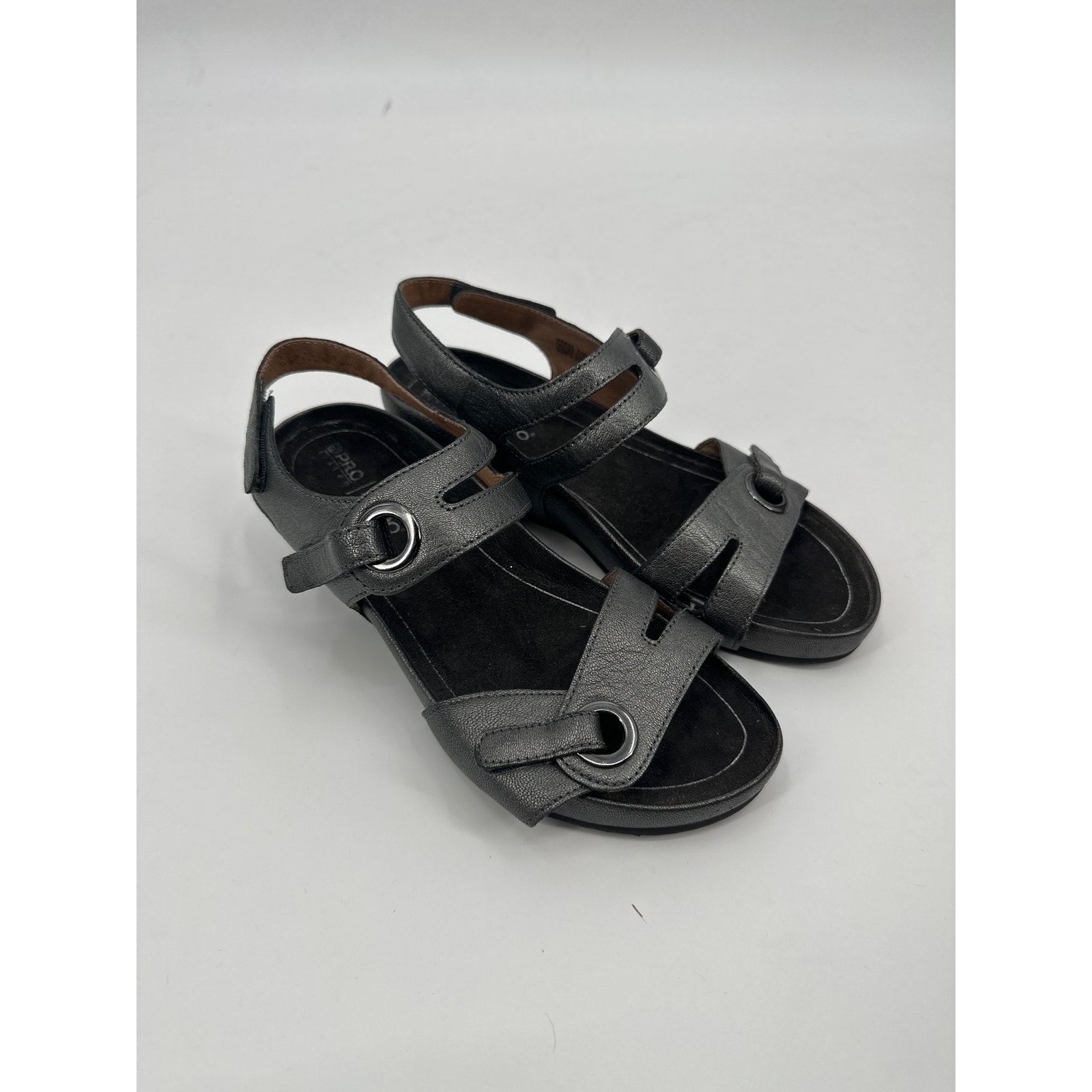 Abeo Greta Sandal Pewter Strappy Orthotic Walking Wedge Womens Size 7