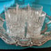 Old Fashion cut glass whiskey glasses (5) intricately designed/cut heavy quality