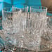 Old Fashion cut glass whiskey glasses (5) intricately designed/cut heavy quality