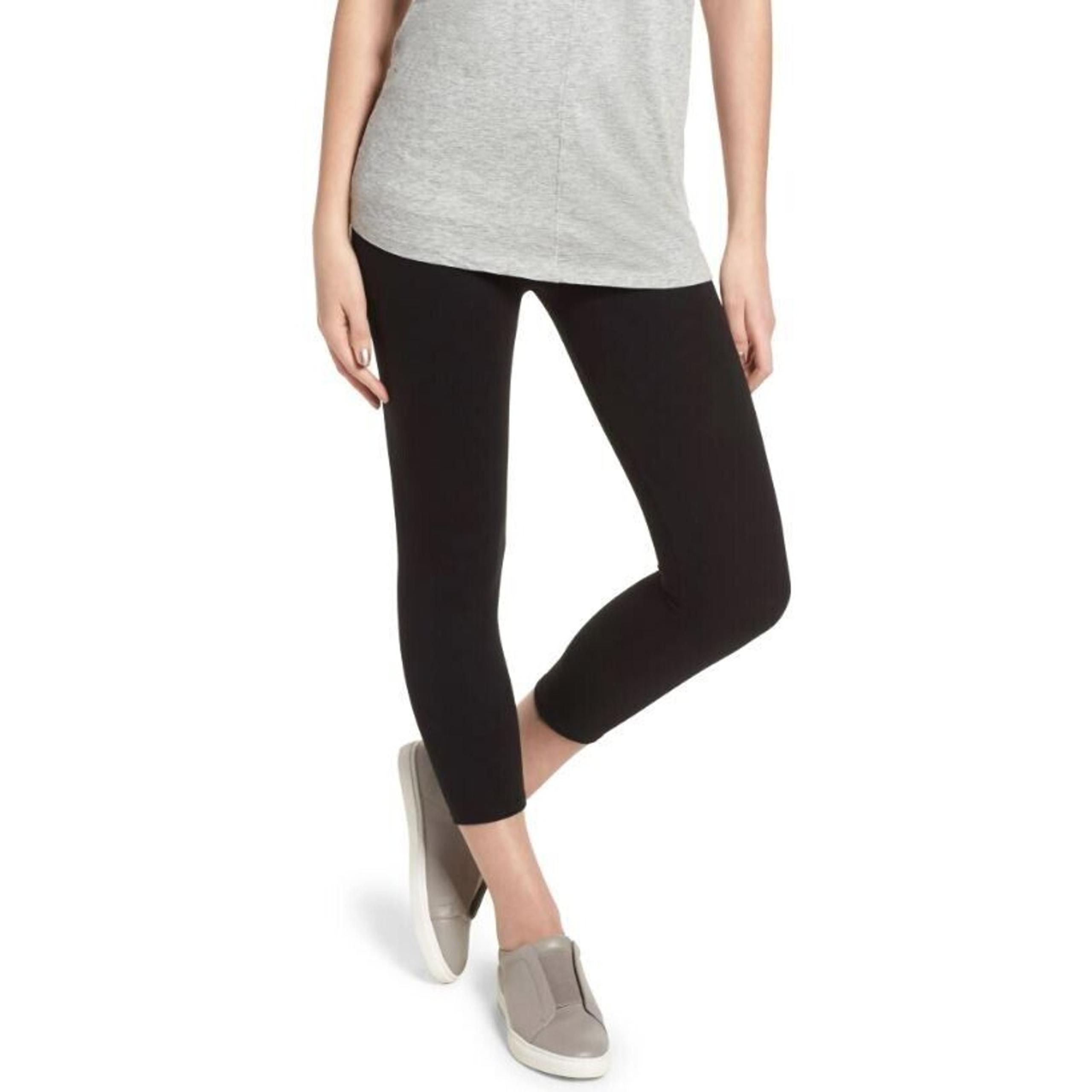 Nordstrom Women's High Waist Crop Go-To Cotton Blend Leggings Black XS MSRP $29