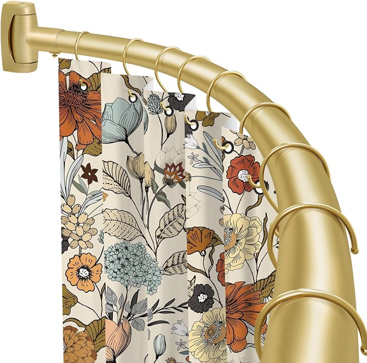 Curved Shower Curtain Rod 35-82In(2.9-6.8Ft), Gold