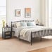 Full Size Bed Frame, Vintage Metal Platform with Headboard, Mattress Foundation