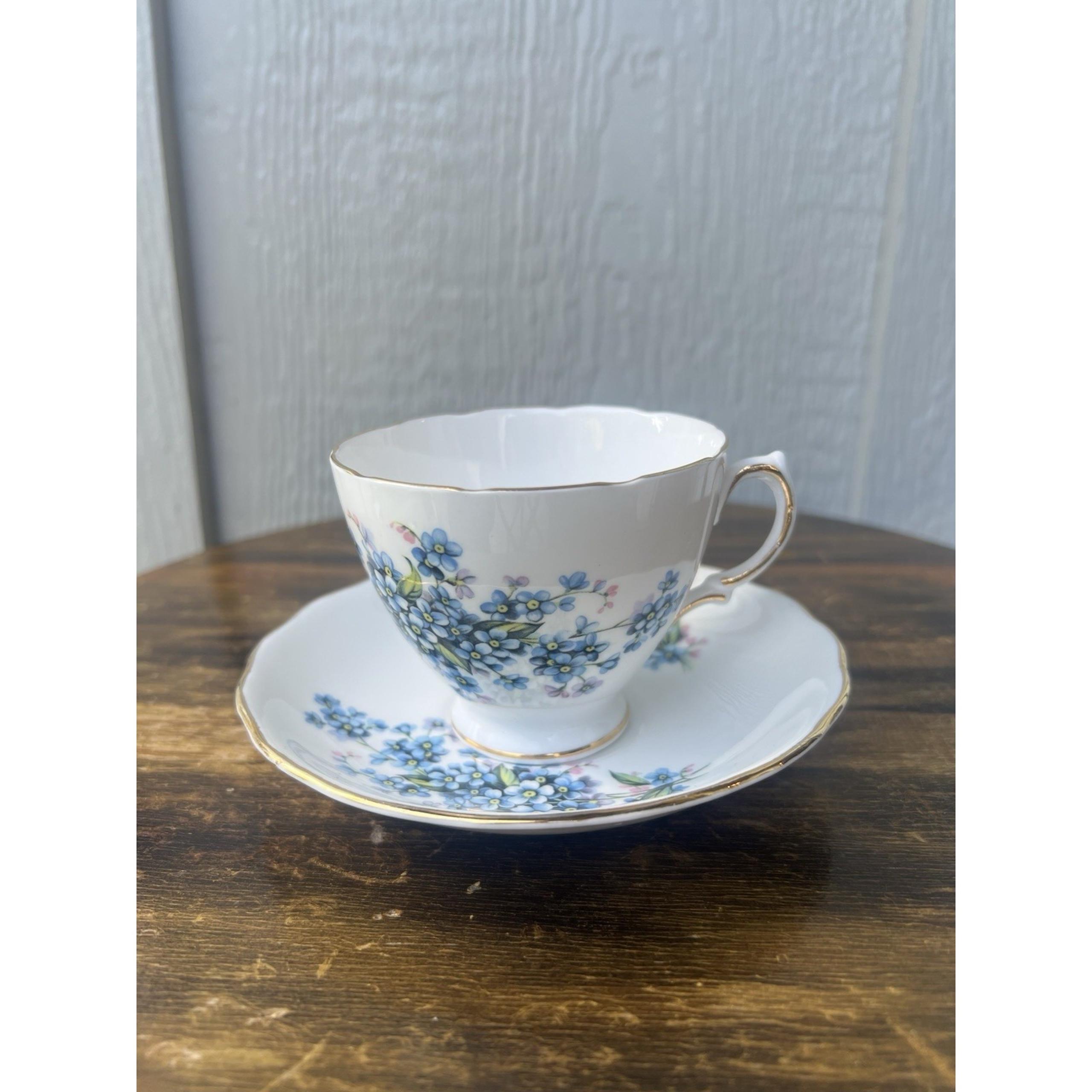 Royal Vale Bone China Blue Floral Tea Cup & Saucer Set