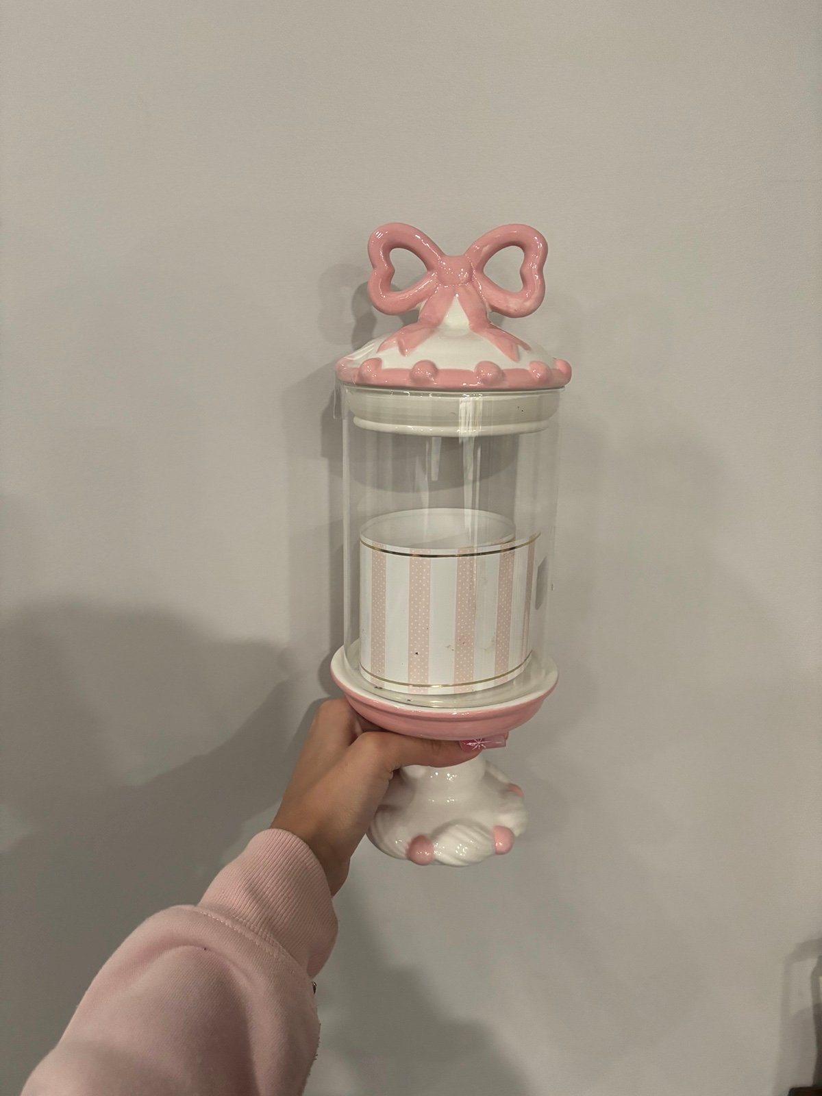 Bow glass cookie jar/ canister