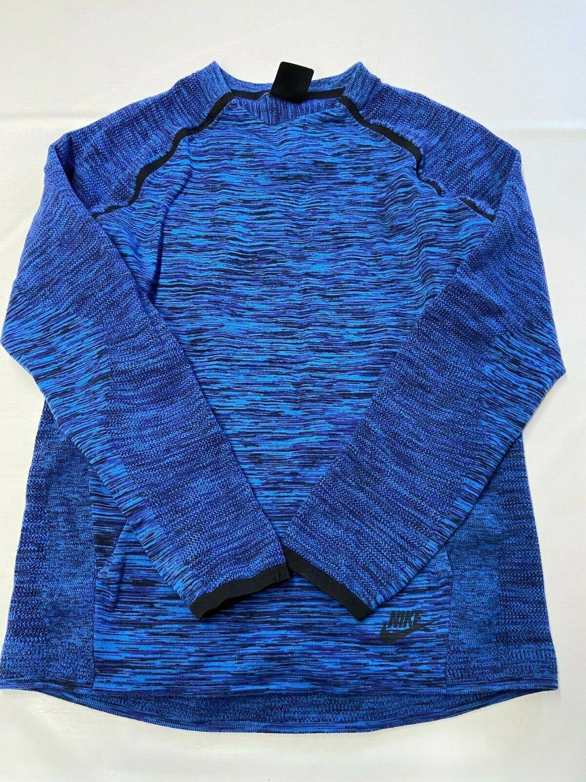 Mens NIKE TECH Blue Knit Crew Sweatshirt Sz S Cobalt Blue