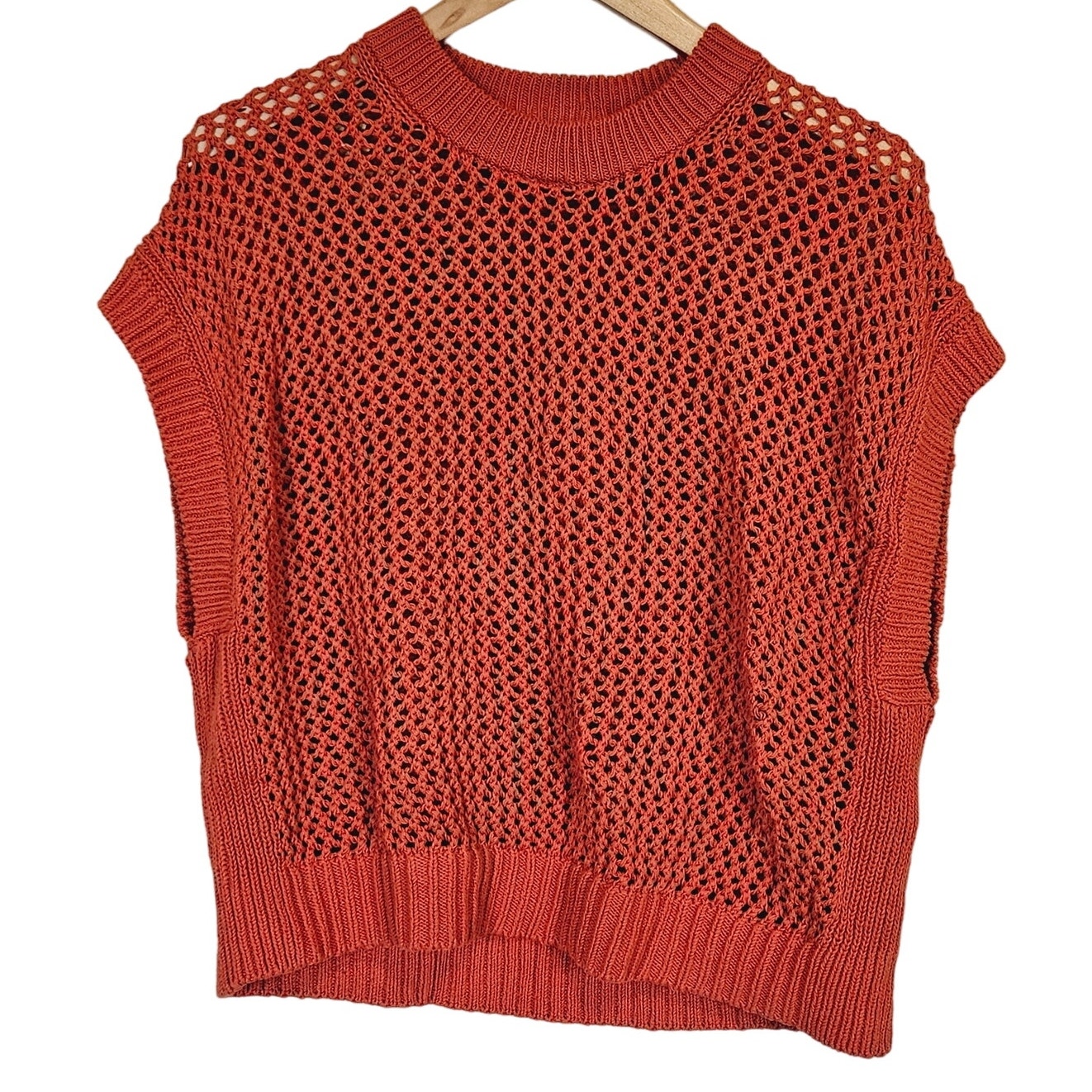 Madewell Open-Stitch Sweater Tee Dark Copper Women's Medium Casual Layer