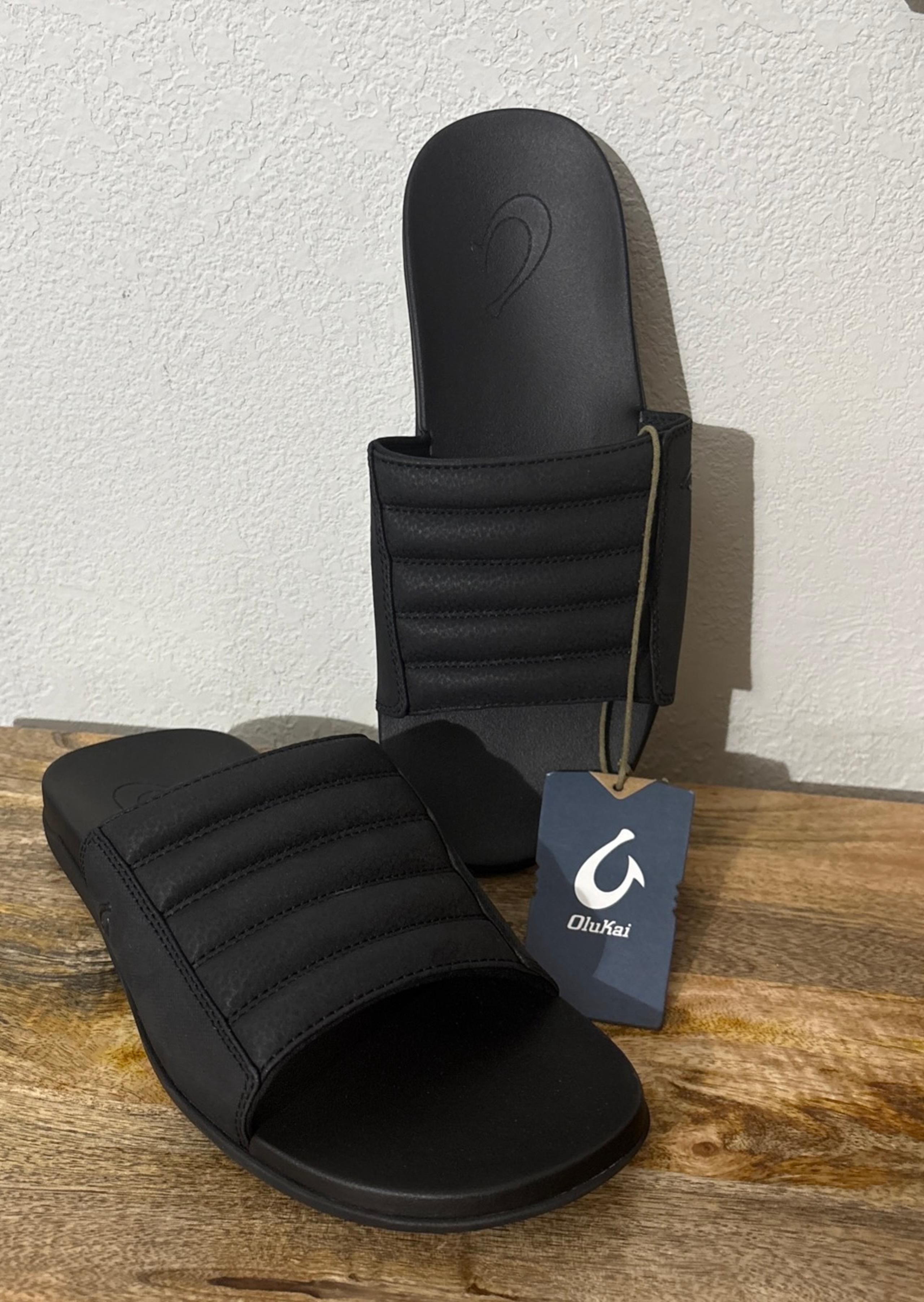 Men’s Olukai Maha 'Olu Black/Black Slide Sandals Sz 9 NEW