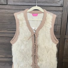 BCBGirls Rabbit Fur Wool Blend Knit Tie Closure Sweater Vest Women's XS