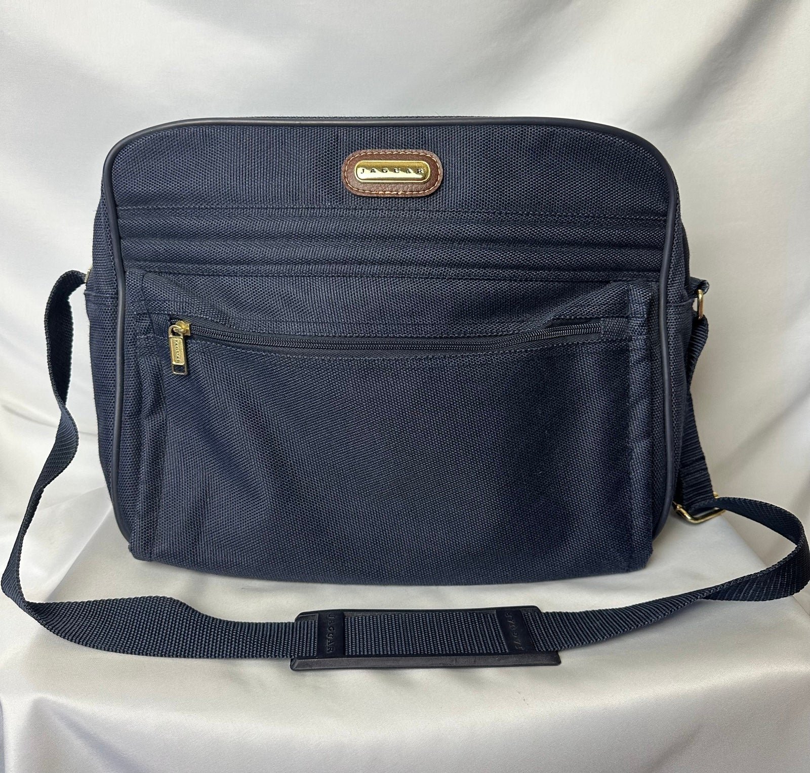 Vtg Rare 90’s Jaguar Travel Shoulder Bag Navy Blue Medium Carry On Laptop Bag
