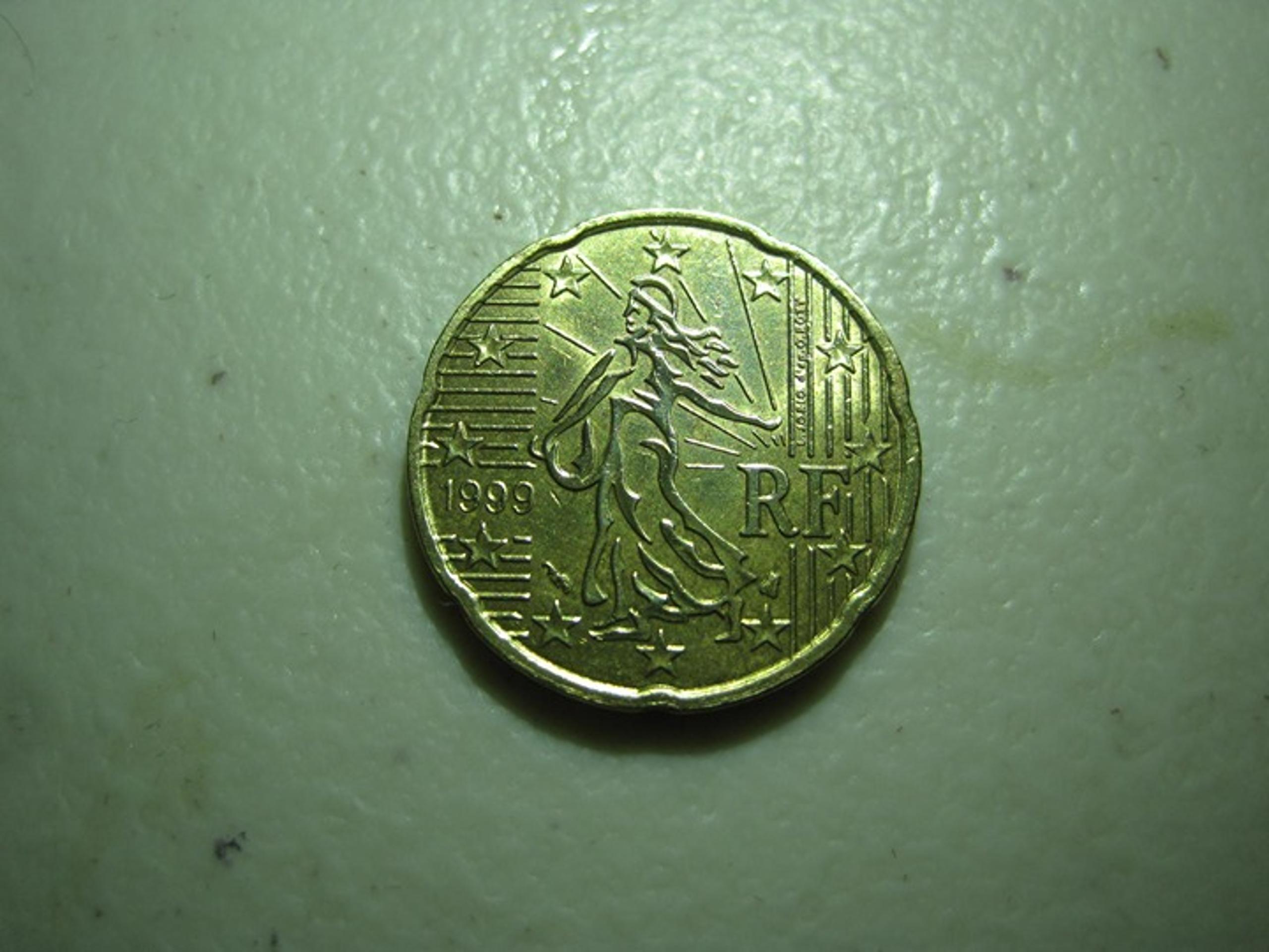 EURO 20 CENT FRANCE 1999 (RF)Sculpture LIMITED NUMBERS ERROR COLLECTABLE COIN