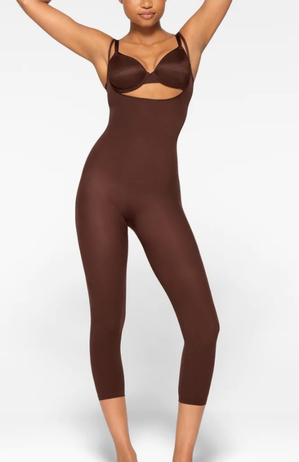 Skims Everyday Sculpt OPEN BUST CATSUIT in Cocoa