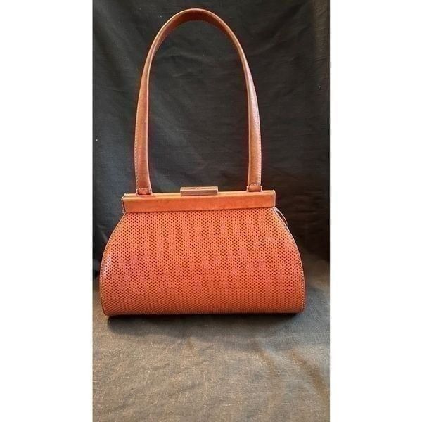 Monsac Women's Leather Perforated Purse Shoulder Bag Handbag Coral Peach