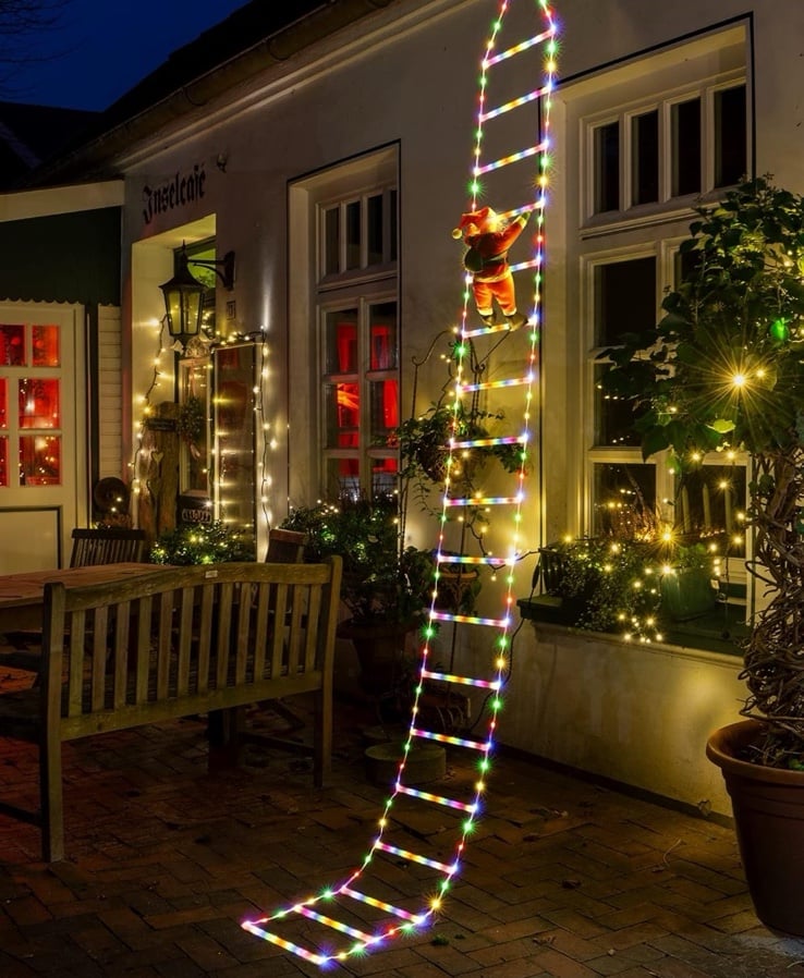 Climbing Santa 10 ft light up Christmas Outdoor Decorations multicolor lights