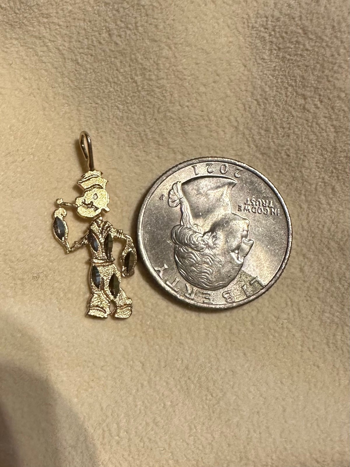 14k Gold Vintage Popeye Pendant