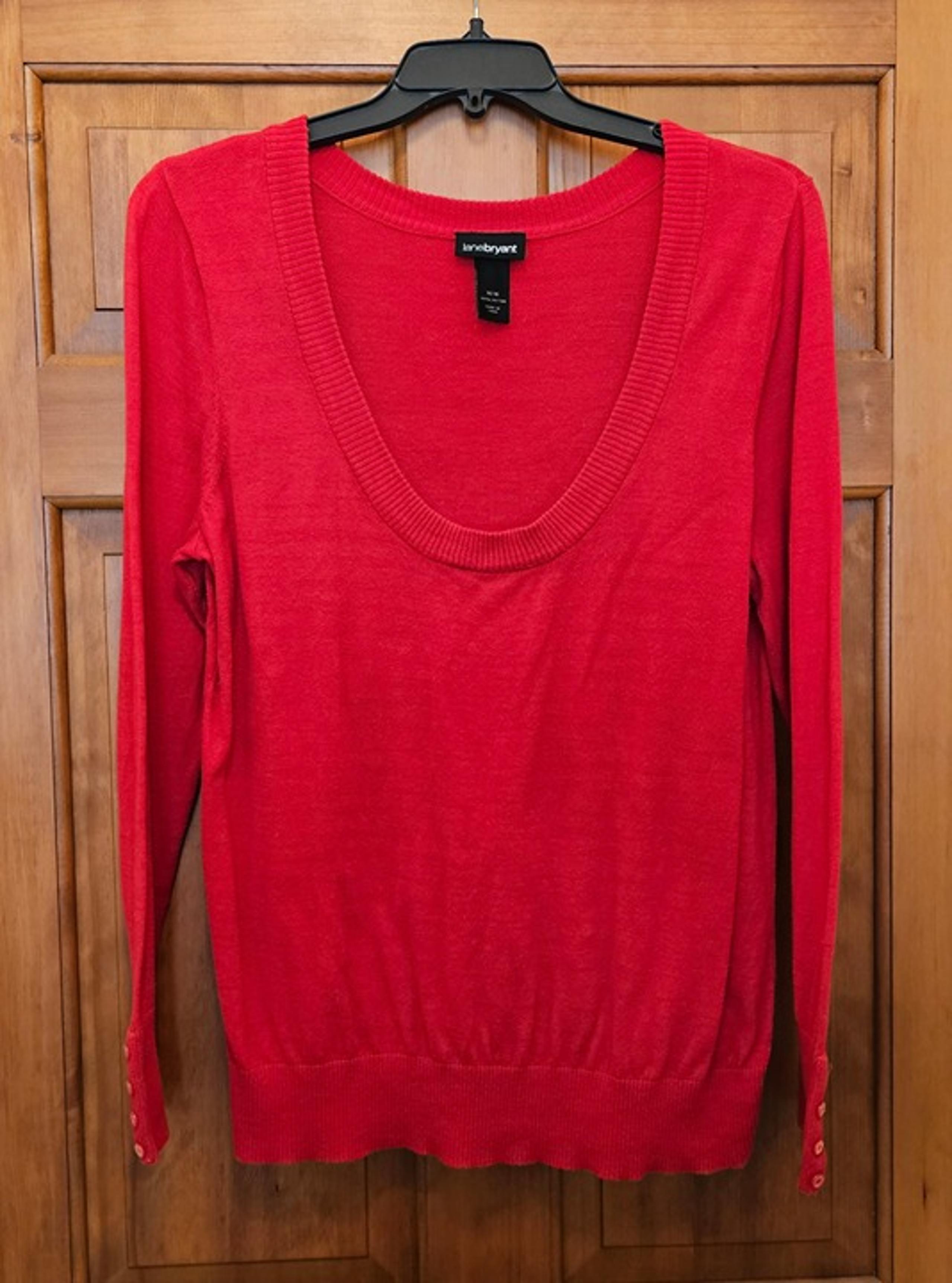Lane Bryant L/S Red Scoop Neck Sweater Sz 14/16