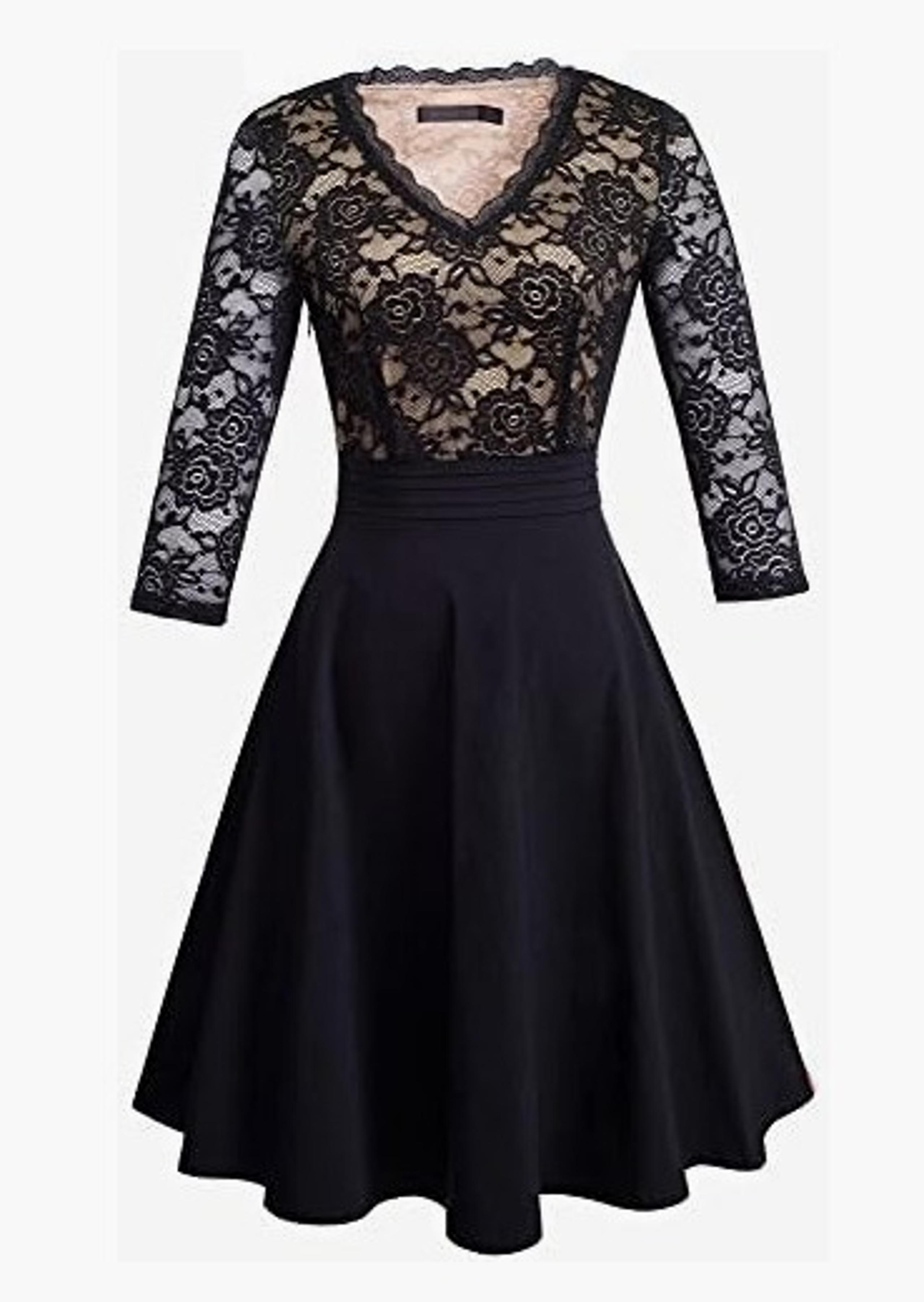 NWT Homeyee Chic V-Neck Lace Patchwork Flare Party Dress