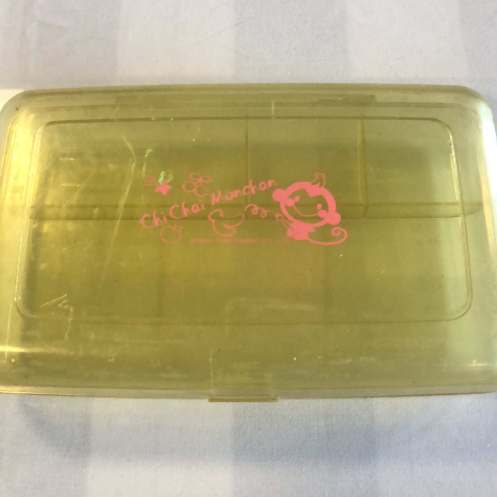 Vintage Sanrio 2006 Chi Cha Monchan clear yellow organizer box with tray