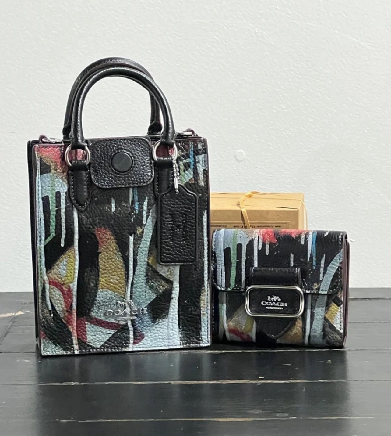 NWT COACH x Mint + Serf Mini Tote & Wallet w Graffiti Print
