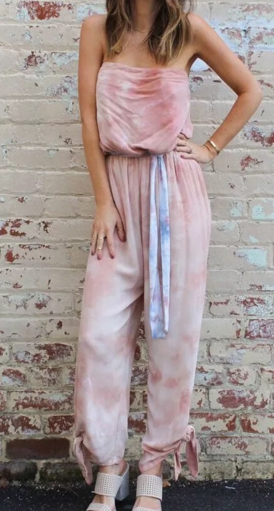Free People Just Float Jumpsuit Peach Small NWT