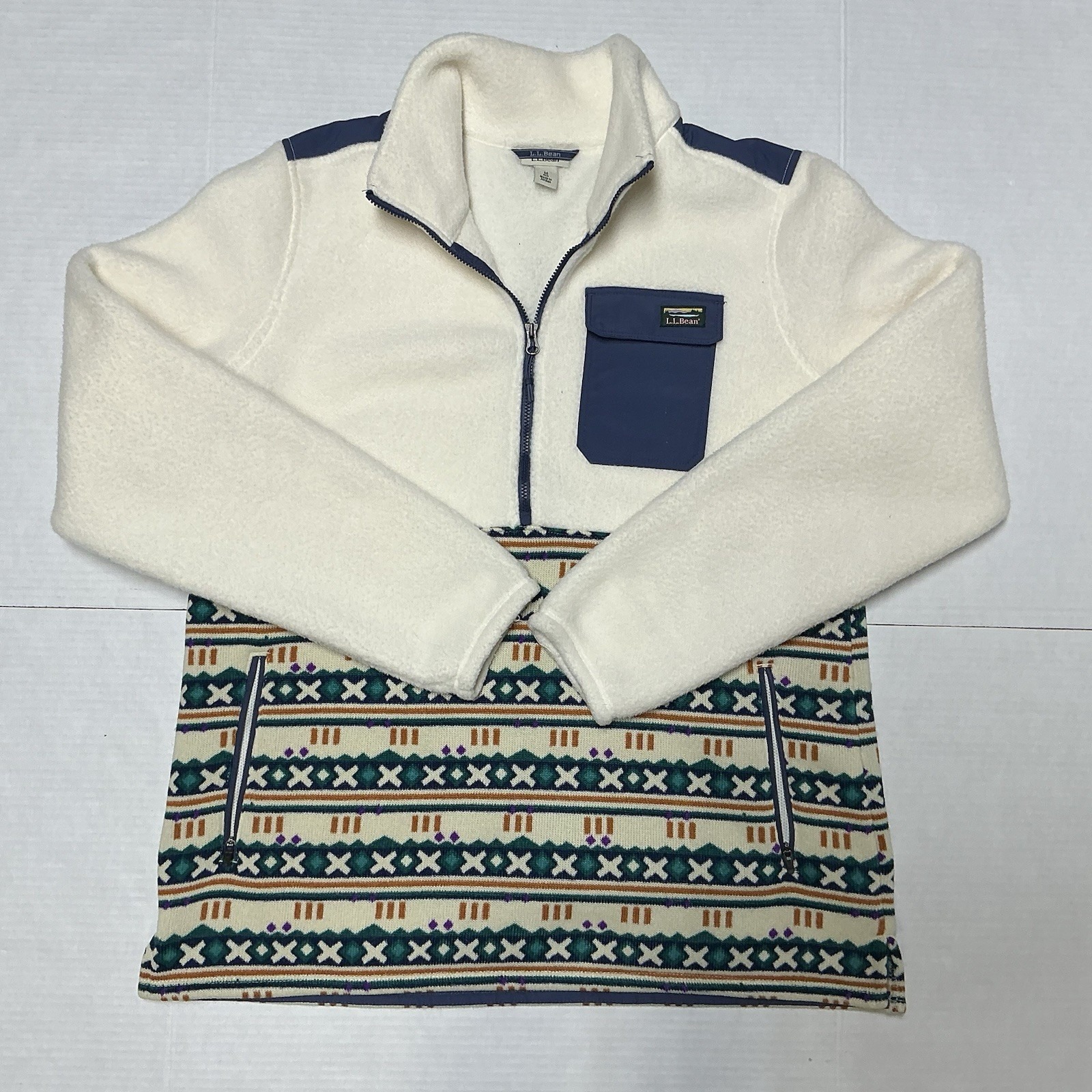 LL Bean Sweater fleece Sherpa Hybrid Pullover Women's Medium 1/2 Zip NWOT