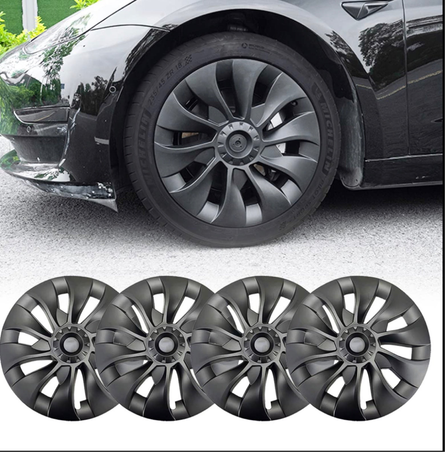 tesla model 3 hubcaps (4 pieces)