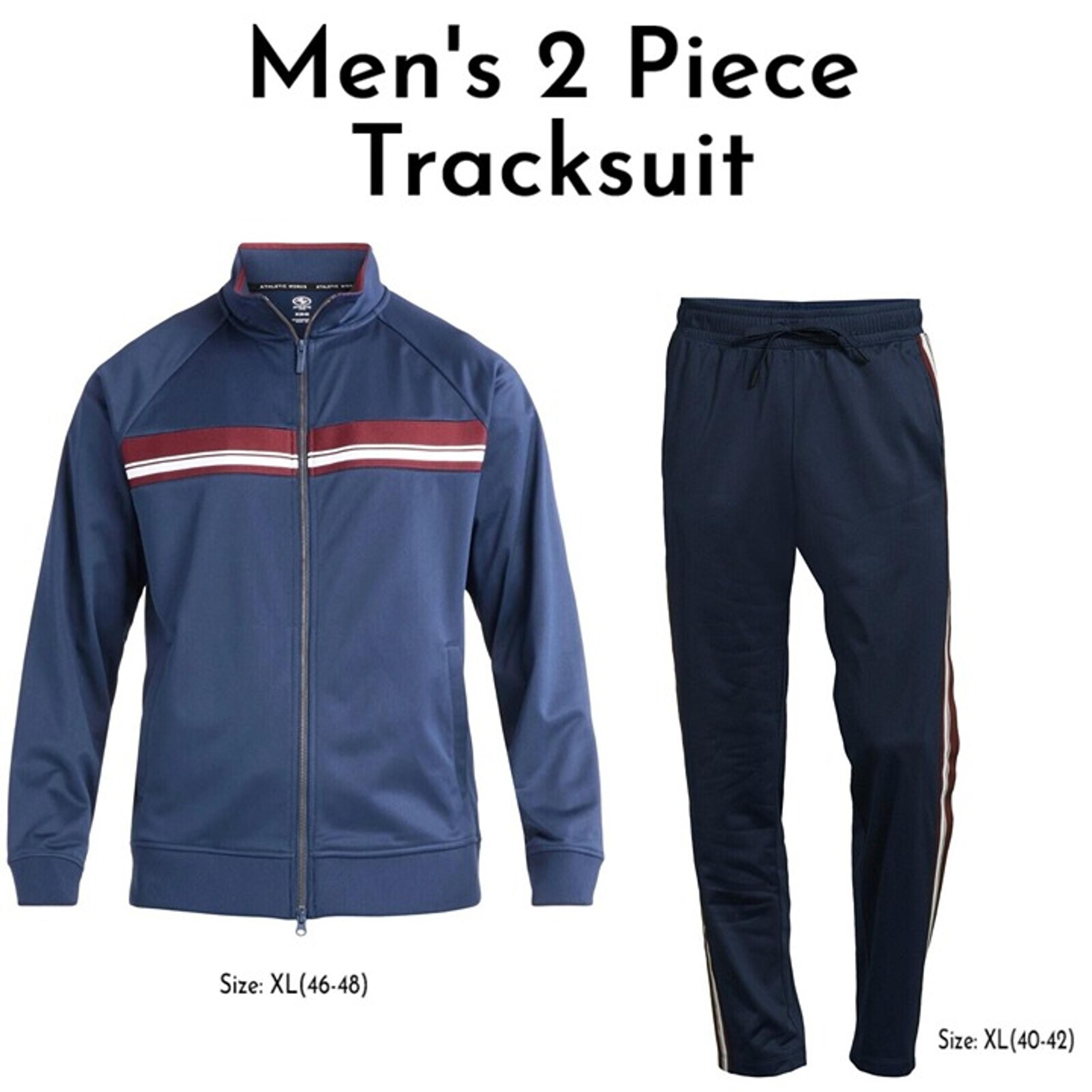 Athletic Works Mens Blue 2Pc Zip Up Jacket Pants Track Suit Set Sz XL/46-48 NWOT
