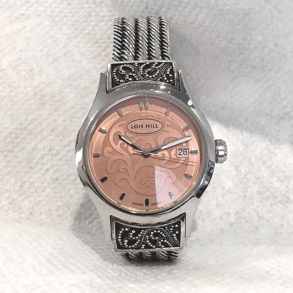 LOIS HILL Watch Sterling Silver Band Pink Face